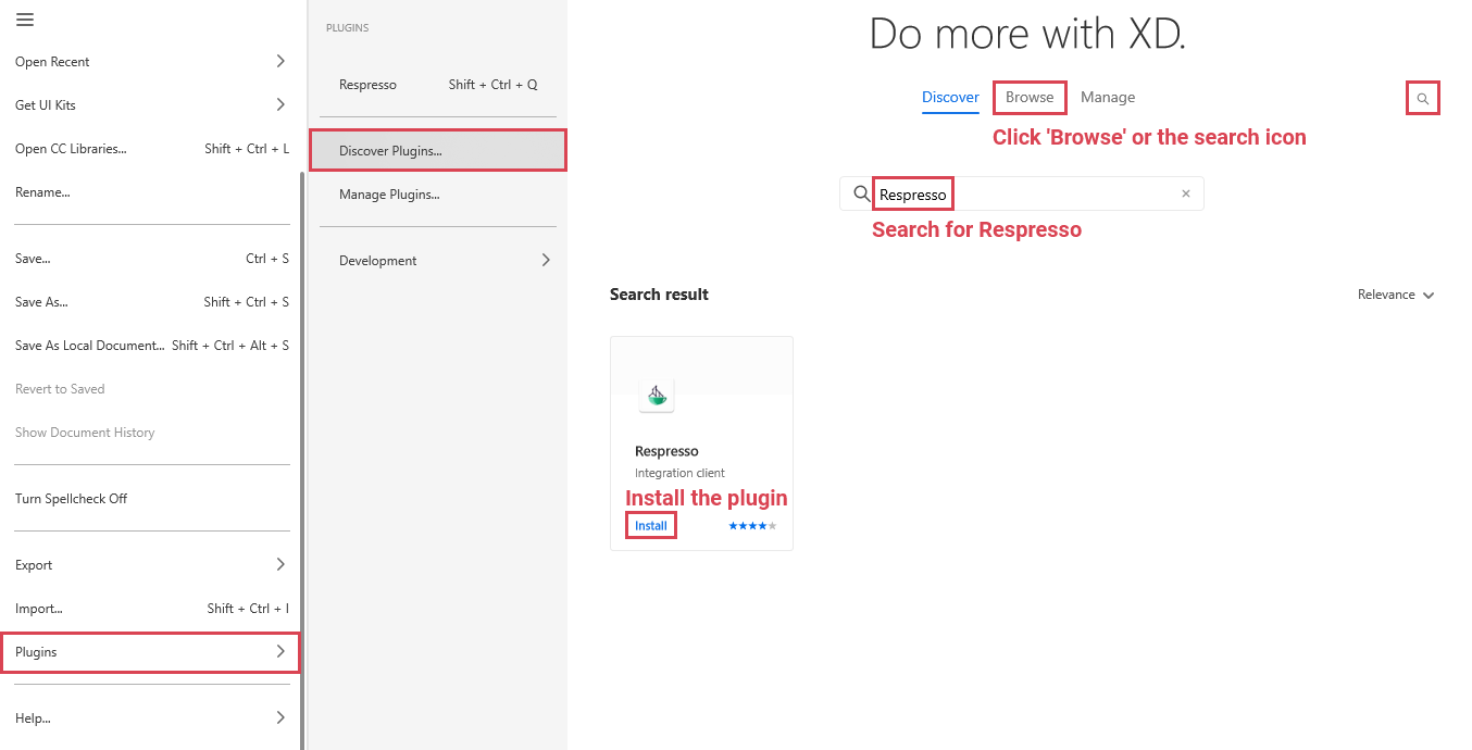 How to install Respresso's Adobe XD plugin