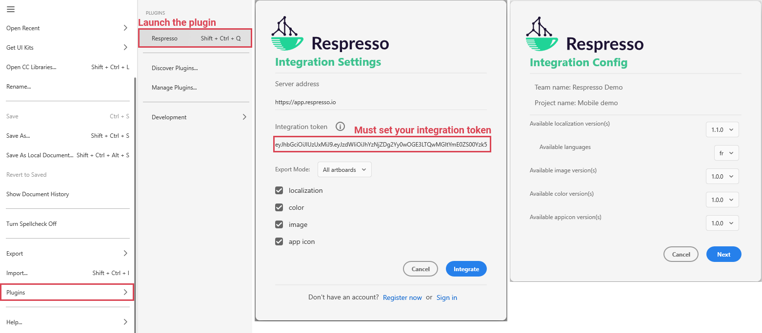 How to configure the Respresso Adobe XD plugin